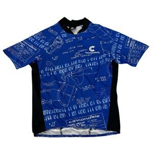 Cannondale Vintage Mens Cycling Jersey Size M Blue Short Sleeve 3/4 Zip Pullover